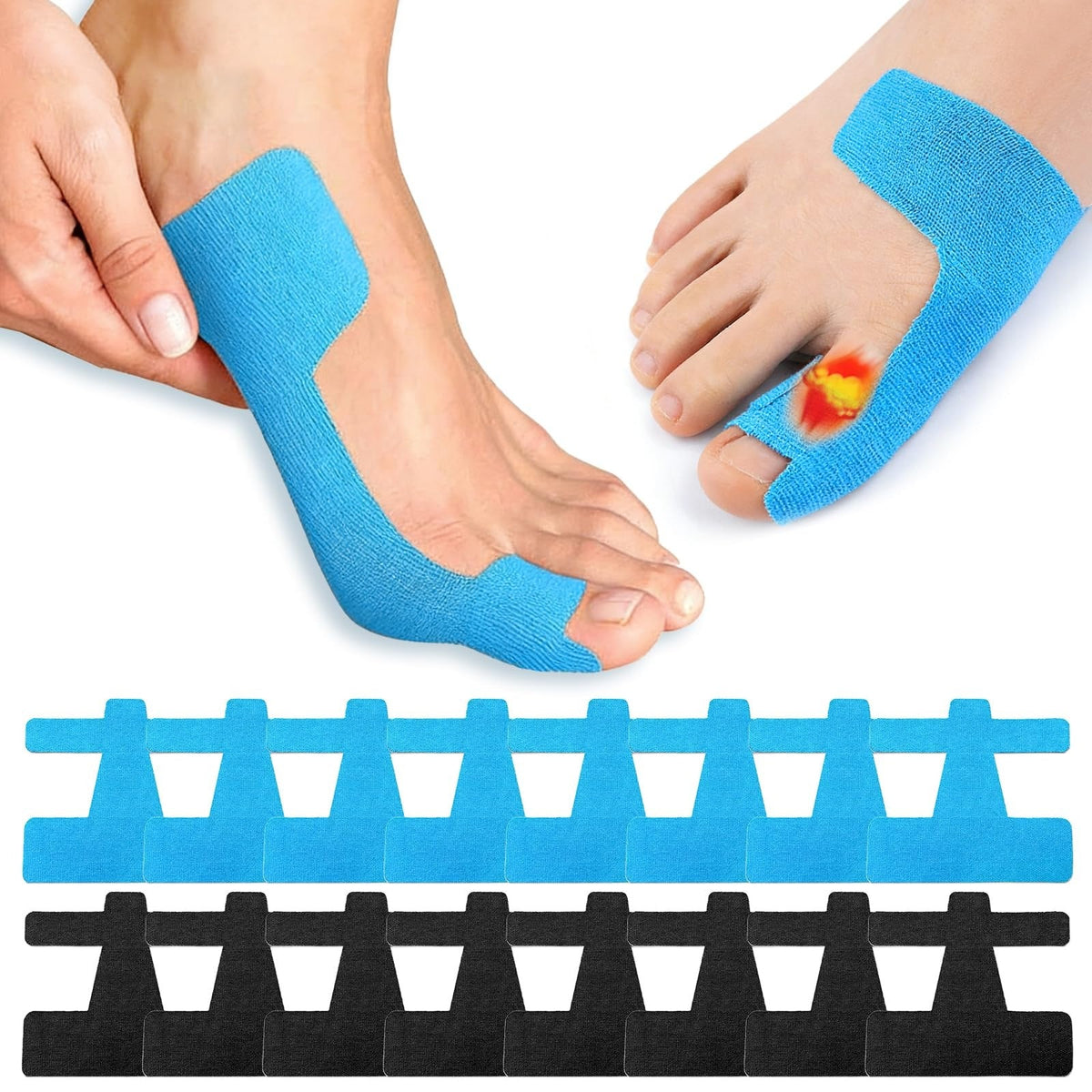 Toe Correction Tape for Hallux Valgus 80 Pieces Pre-Cut Breathable Cotton Bandage Foot Comfort Set | Sansoti