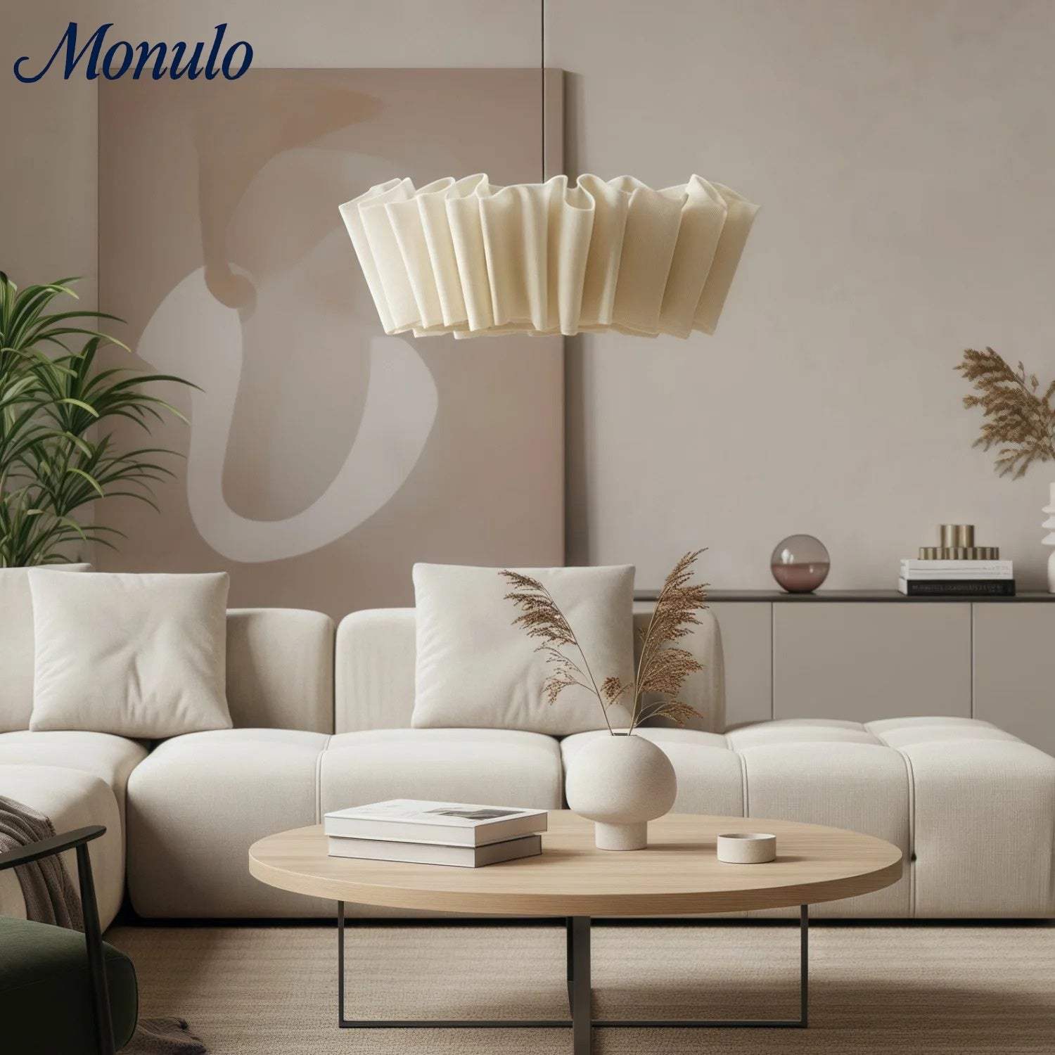 Geplisseerde Stoffen Hanglamp – Minimalistische Scandinavische Verlichting voor Eetkamer & Woonkamer | Sansoti