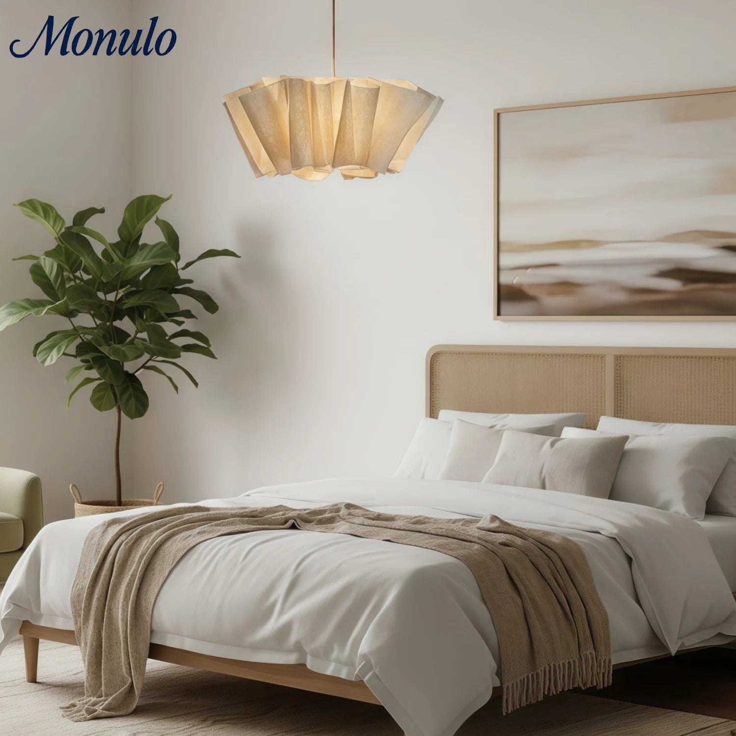 Geplisseerde Stoffen Hanglamp – Minimalistische Scandinavische Verlichting voor Eetkamer & Woonkamer | Sansoti