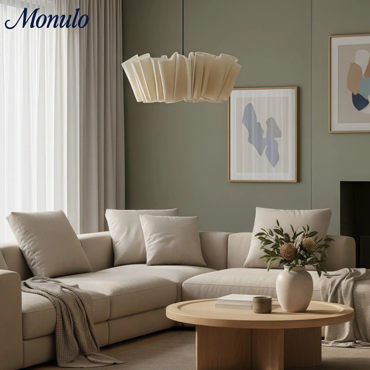Geplisseerde Stoffen Hanglamp – Minimalistische Scandinavische Verlichting voor Eetkamer & Woonkamer | Sansoti