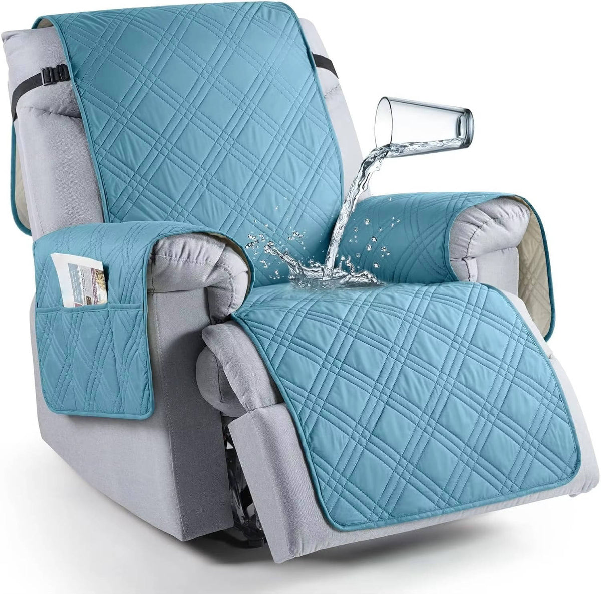 Housse imperméable pour fauteuil relax en microfibre antidérapante avec poches de rangement, protection pour fauteuil et animaux de compagnie | Sansoti