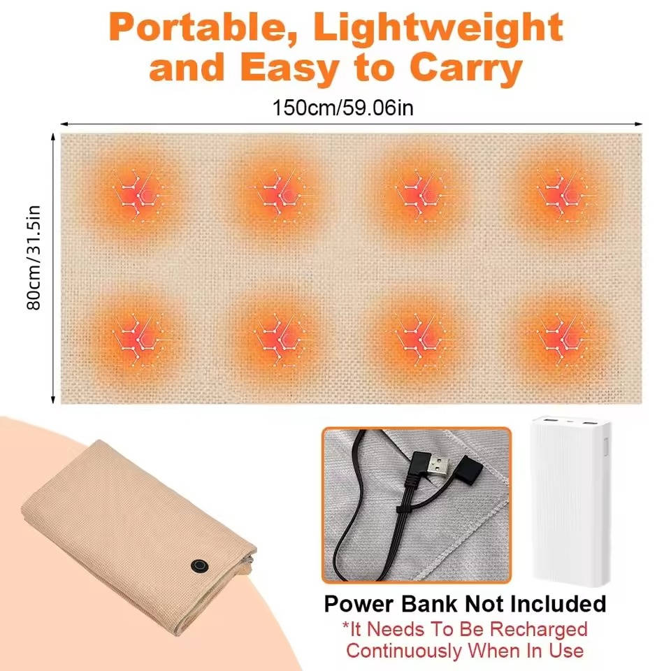 USB Heated Wrap Blanket with Zipper, Shoulder and Neck Warmth, Soft Throw for Working from Home, Office, Relaxing | Sansoti