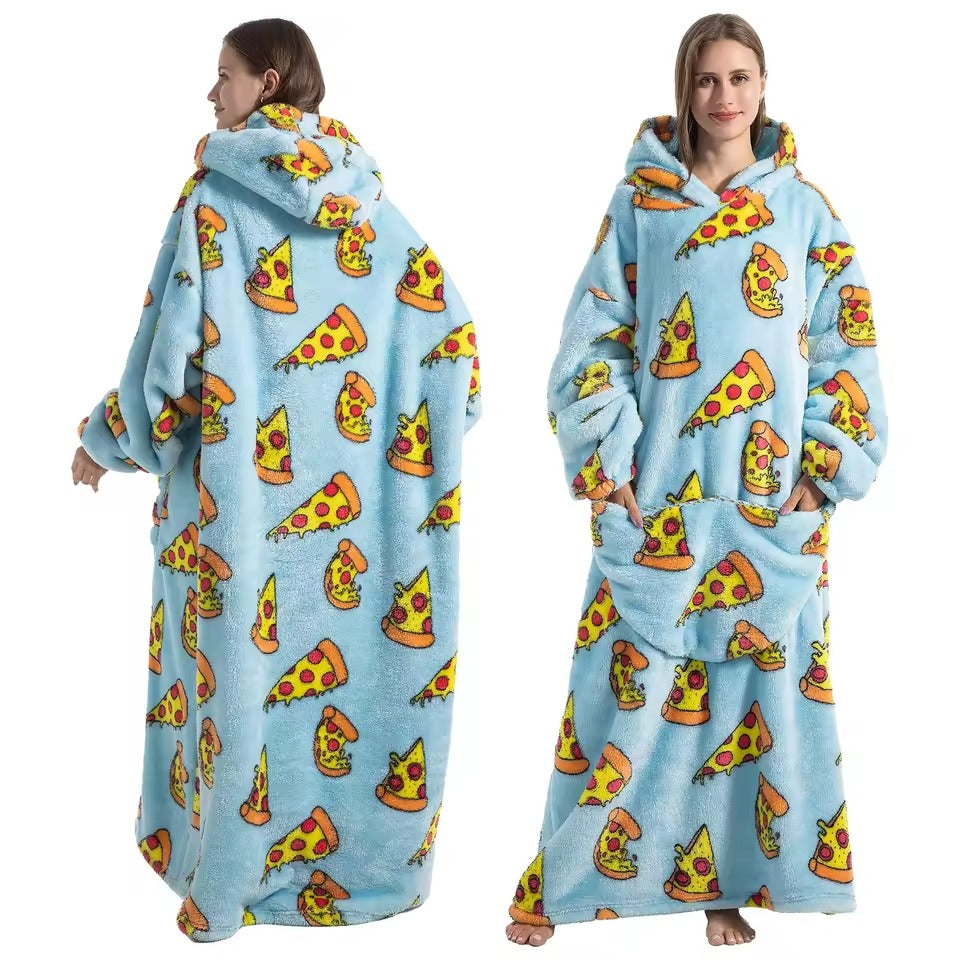 Oversized Wearable Hooded Blanket Fleece Sherpa Relaxwear Loungewear Warm Hoodie Blanket Adults | Sansoti