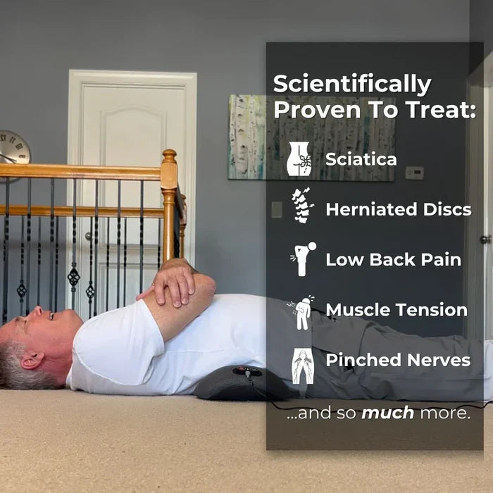 Rugmassageapparaat met Warmte en Vibratie voor Onderrug Lumbale Therapie Thuis Ischias Ontspanning Pijnverlichting | Sansoti