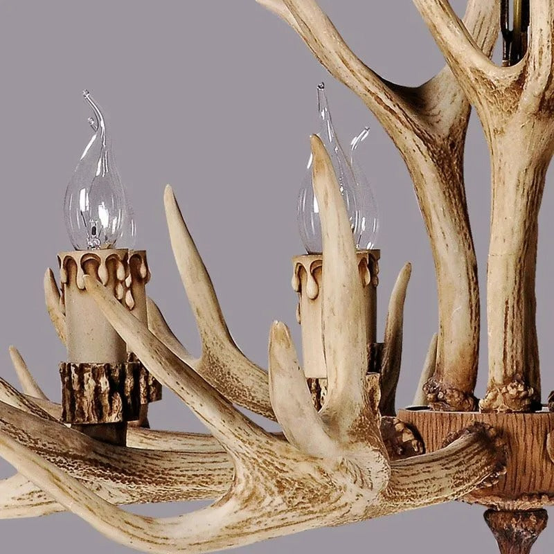 Resin Art Chandelier Metal Antler-Shaped Pendant Light for Living Room Dining Room Rustic Romantic Design | Sansoti