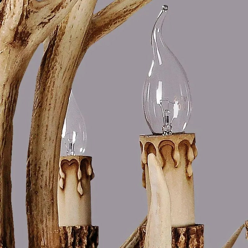Resin Art Chandelier Metal Antler-Shaped Pendant Light for Living Room Dining Room Rustic Romantic Design | Sansoti