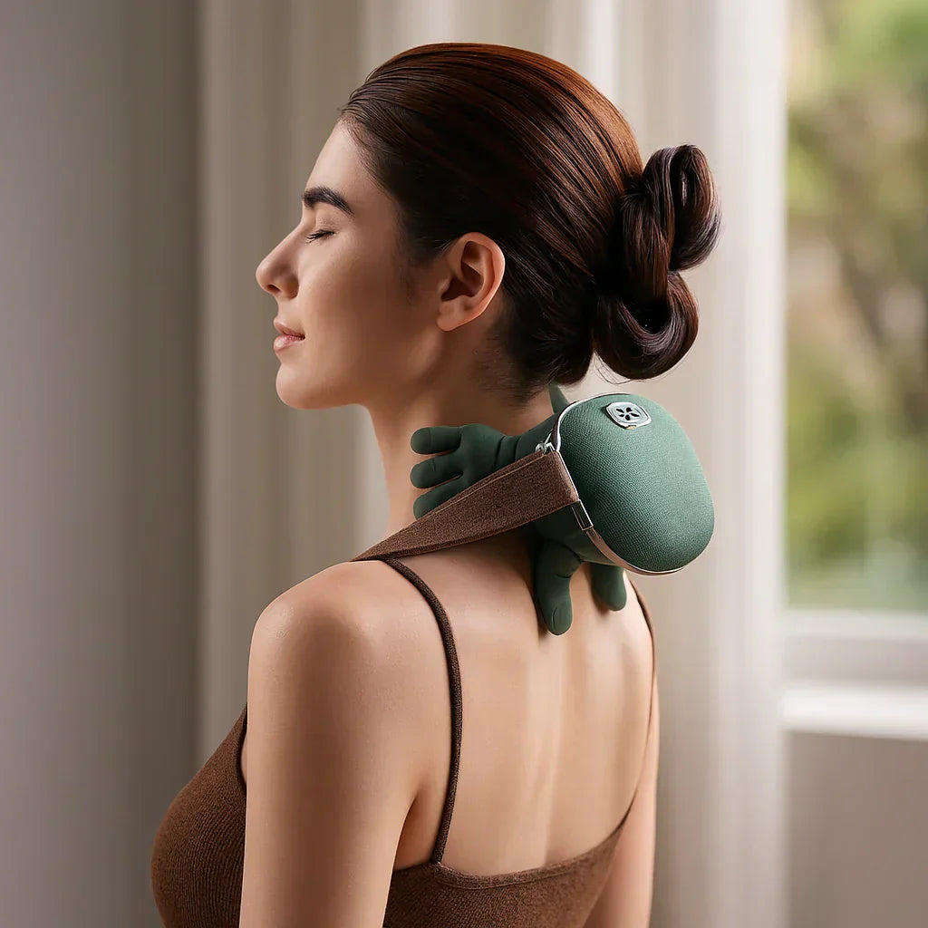 Nackenmassagegerät mit Wärme und Vibration – kabellose Tiefengewebsmassage für Nacken, Schultern und Rücken – kompakte Handmassage mit Triggerpunkt Shiatsu elektrische Entspannungsmassage | Sansoti