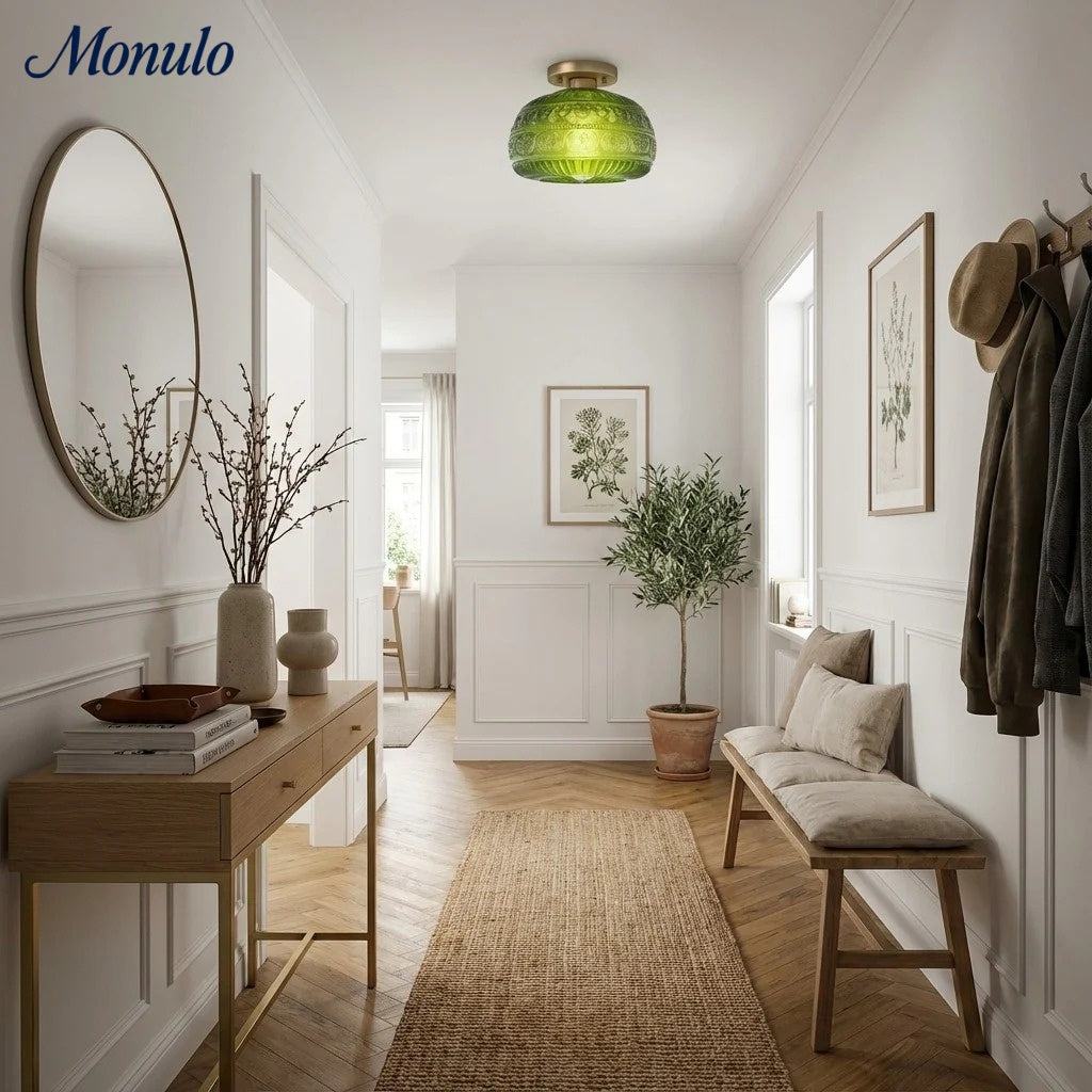 Glazen Bol Plafondlamp Getextureerd Glas Semi-Flush Verlichting voor Elke Ruimte | Sansoti