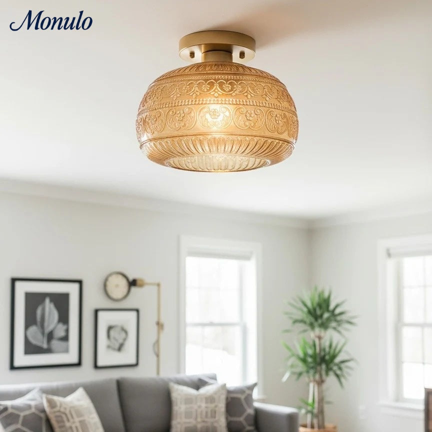 Glazen Bol Plafondlamp Getextureerd Glas Semi-Flush Verlichting voor Elke Ruimte | Sansoti