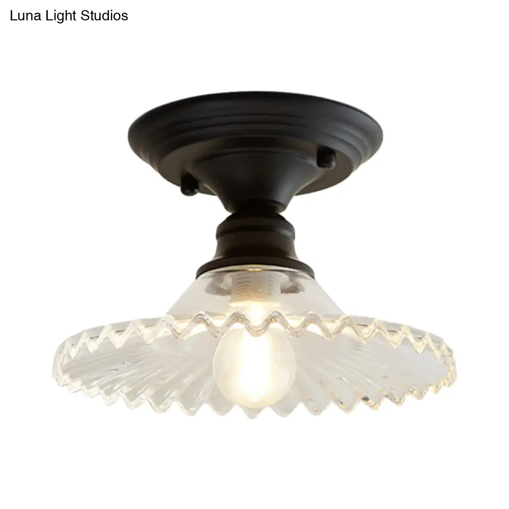 Industriële Plafondarmatuur met Geribbeld Glas – Groen/Helder Retro Fitting E26/E27 | Sansoti