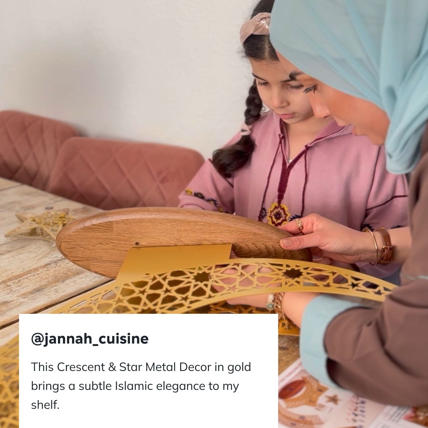 Islamitische Maan & Ster Wanddecoratie — Metalen Ramadan Ornament in Goud of Zwart | Sansoti