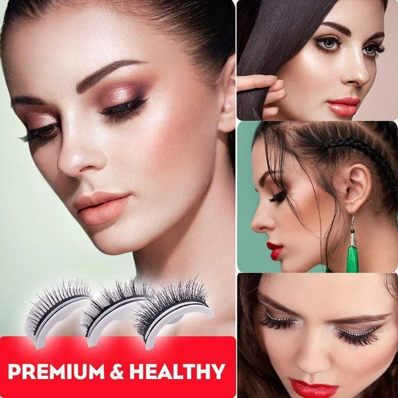 Faux cils autocollants réutilisables sans colle, fibres synthétiques, aspect naturel, accessoire de maquillage | Sansoti