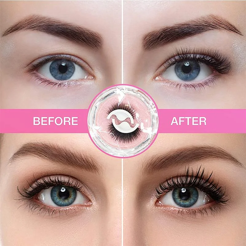 Faux cils autocollants réutilisables sans colle, fibres synthétiques, aspect naturel, accessoire de maquillage | Sansoti