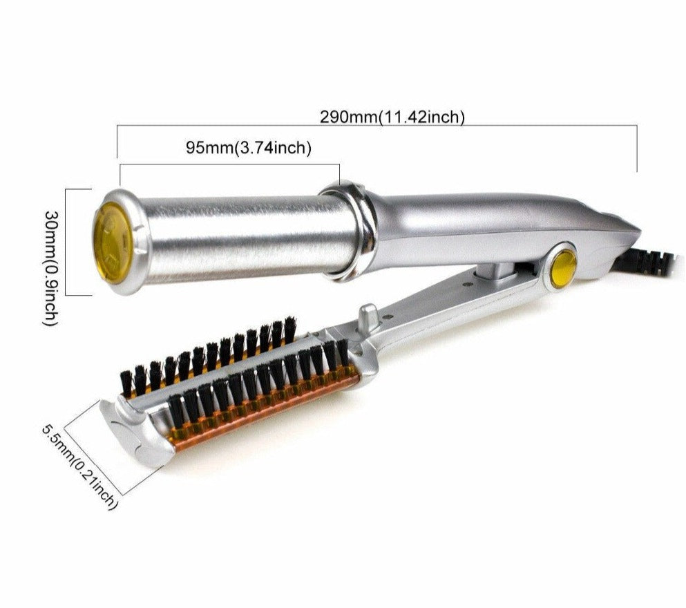 2-in-1 Haarstyler met Roterende Borstel en Keramische Plaat voor Krullen en Stijl Haar | Sansoti