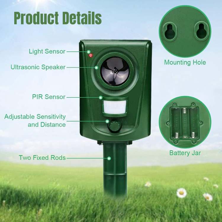 Ultrasone Kattenverdelger met PIR-Sensor en 110° Bereik – Waterbestendig voor Binnen en Buiten | Sansoti