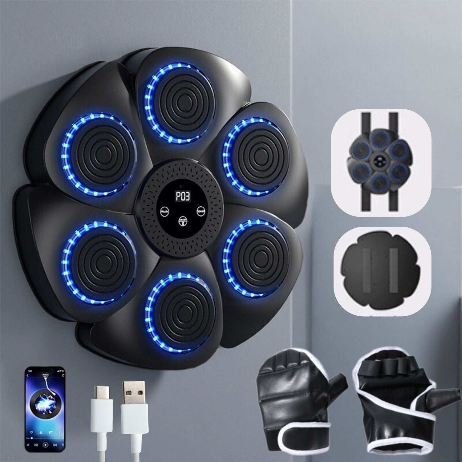 Interactieve Slimme Boksmachine met Bluetooth Muziek voor Thuis Cardio Kracht Reflexen Training Fitness | Sansoti