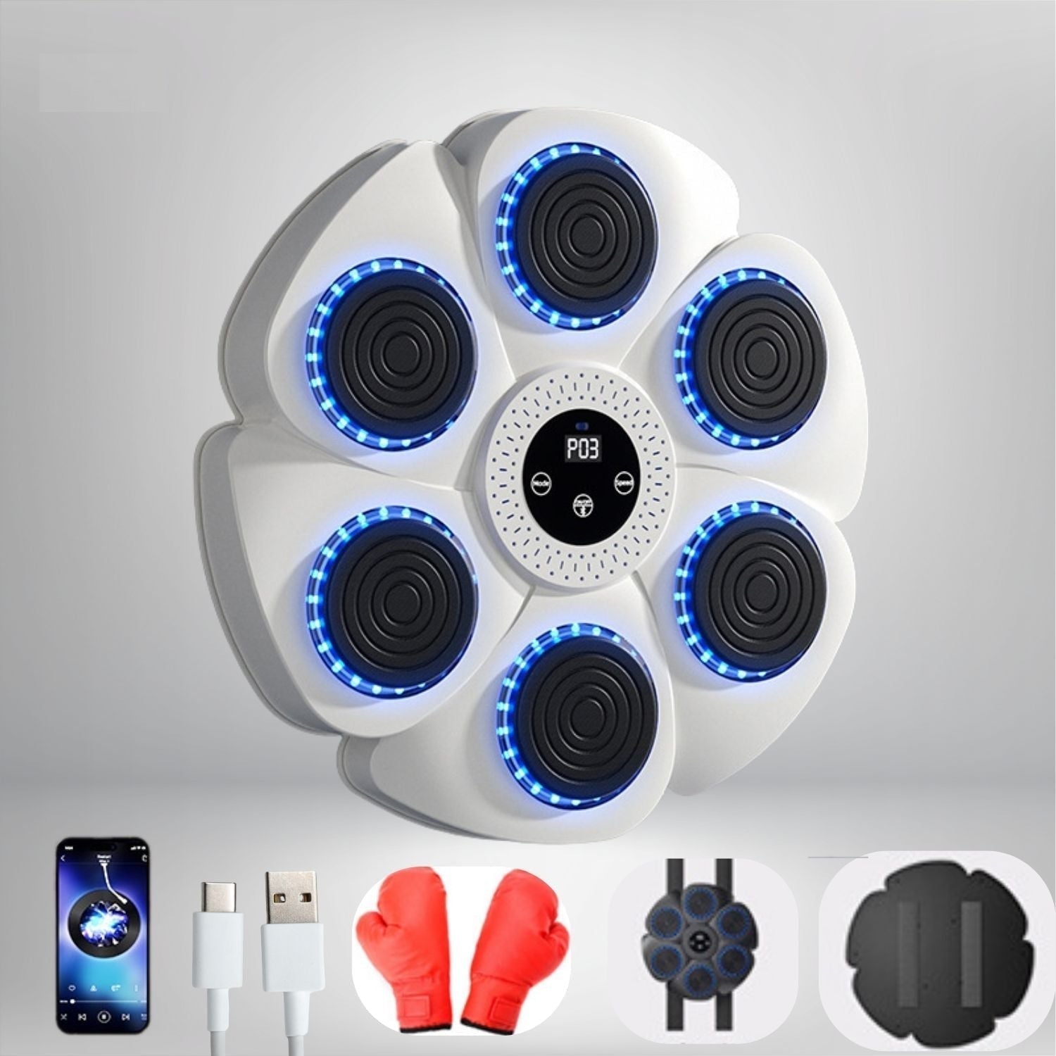 Interactieve Slimme Boksmachine met Bluetooth Muziek voor Thuis Cardio Kracht Reflexen Training Fitness | Sansoti