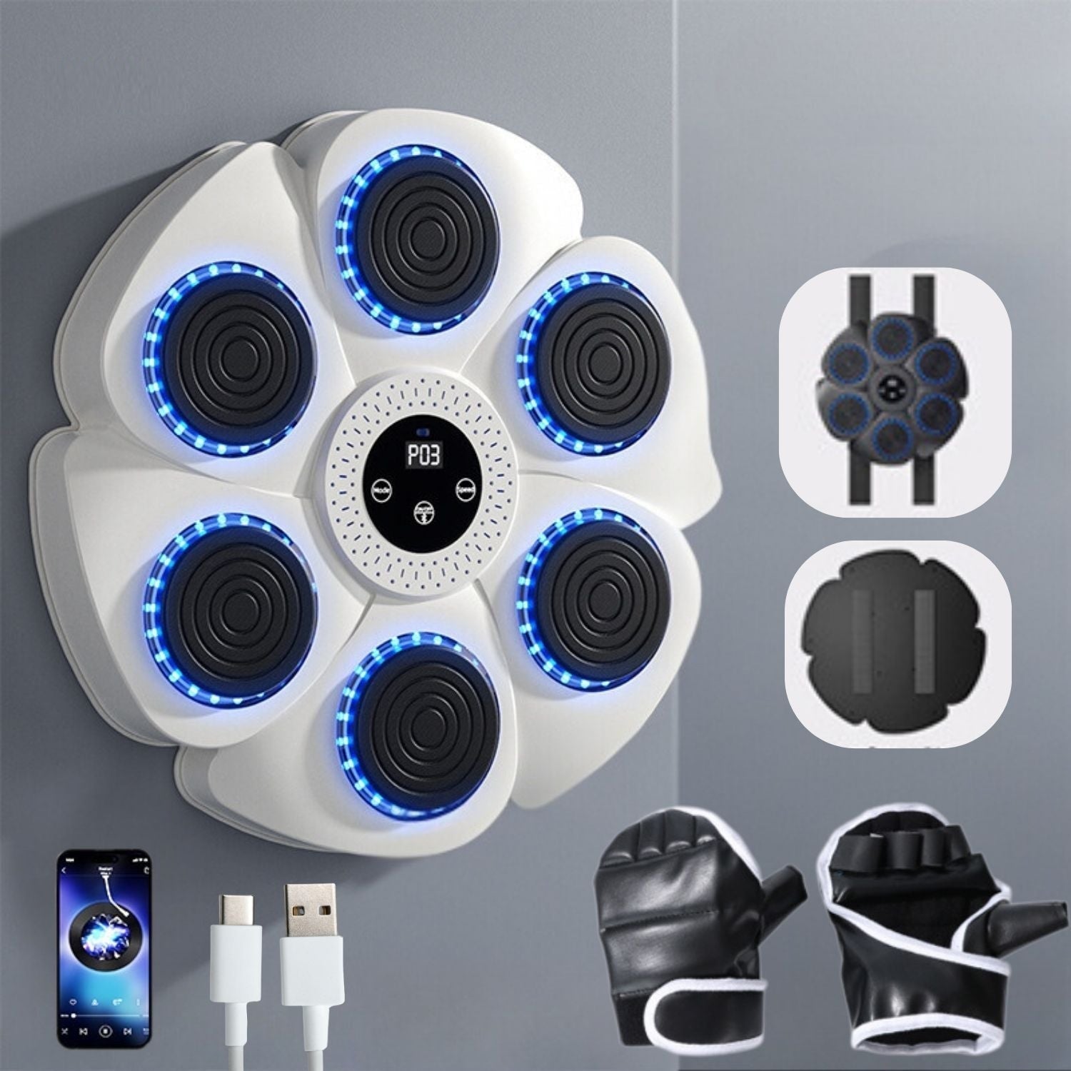Interactieve Slimme Boksmachine met Bluetooth Muziek voor Thuis Cardio Kracht Reflexen Training Fitness | Sansoti