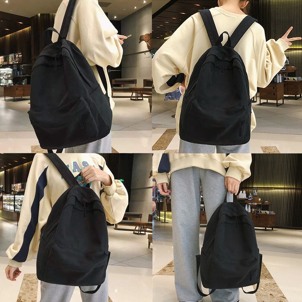 Schlanker schwarzer Rucksack mit verstellbaren Schultergurten für den täglichen Gebrauch, Arbeit, Reisen und Schule - kompaktes, praktisches Design | Sansoti