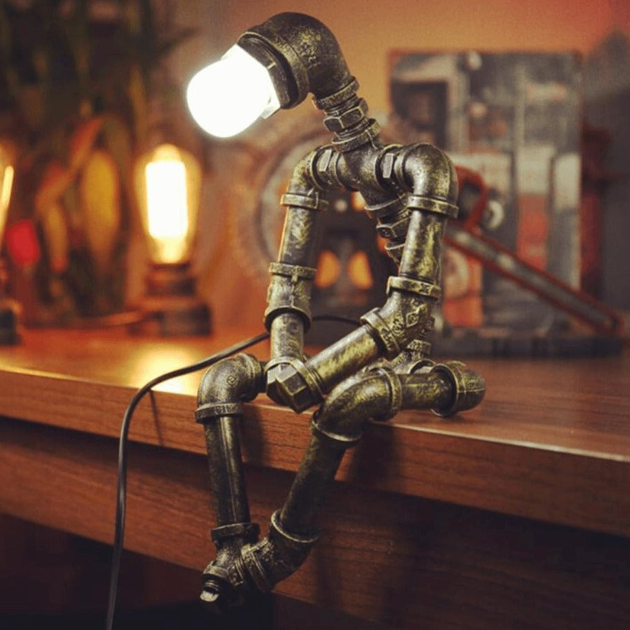 Industriële Robot Tafellamp van Messing Verstelbaar met Dimbaar Licht Retro Steampunk Verlichting Sfeerlamp Vintage Design | Sansoti
