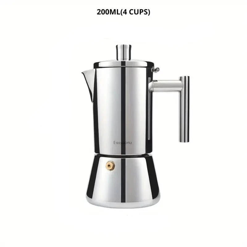 Espressokocher aus Edelstahl 200 ml–500 ml für Induktion, Gas und Elektroherd, Mokkakanne, italienischer Kaffeebereiter | Sansoti