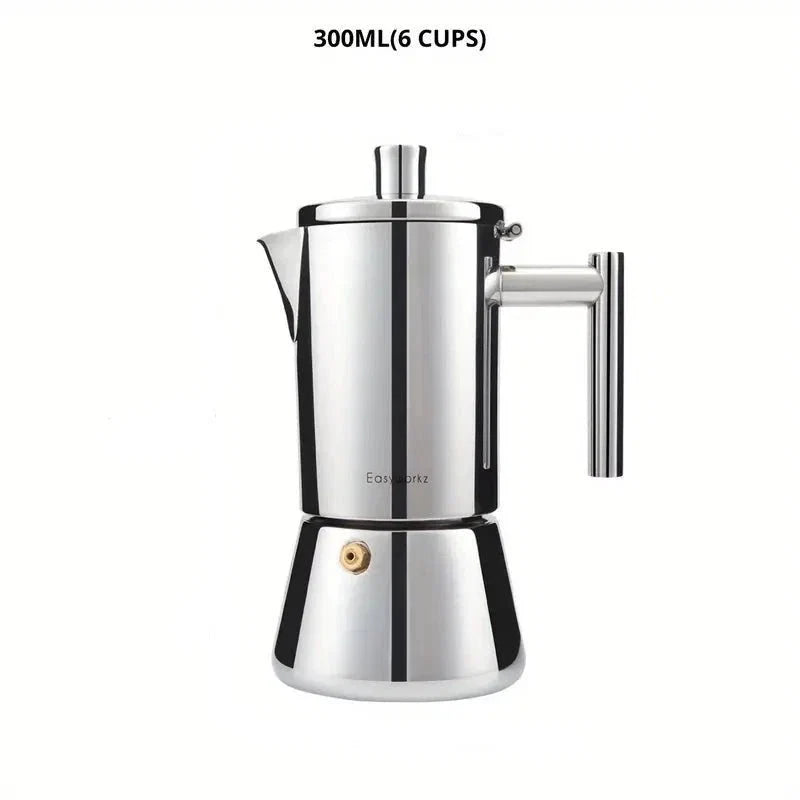 Espressokocher aus Edelstahl 200 ml–500 ml für Induktion, Gas und Elektroherd, Mokkakanne, italienischer Kaffeebereiter | Sansoti