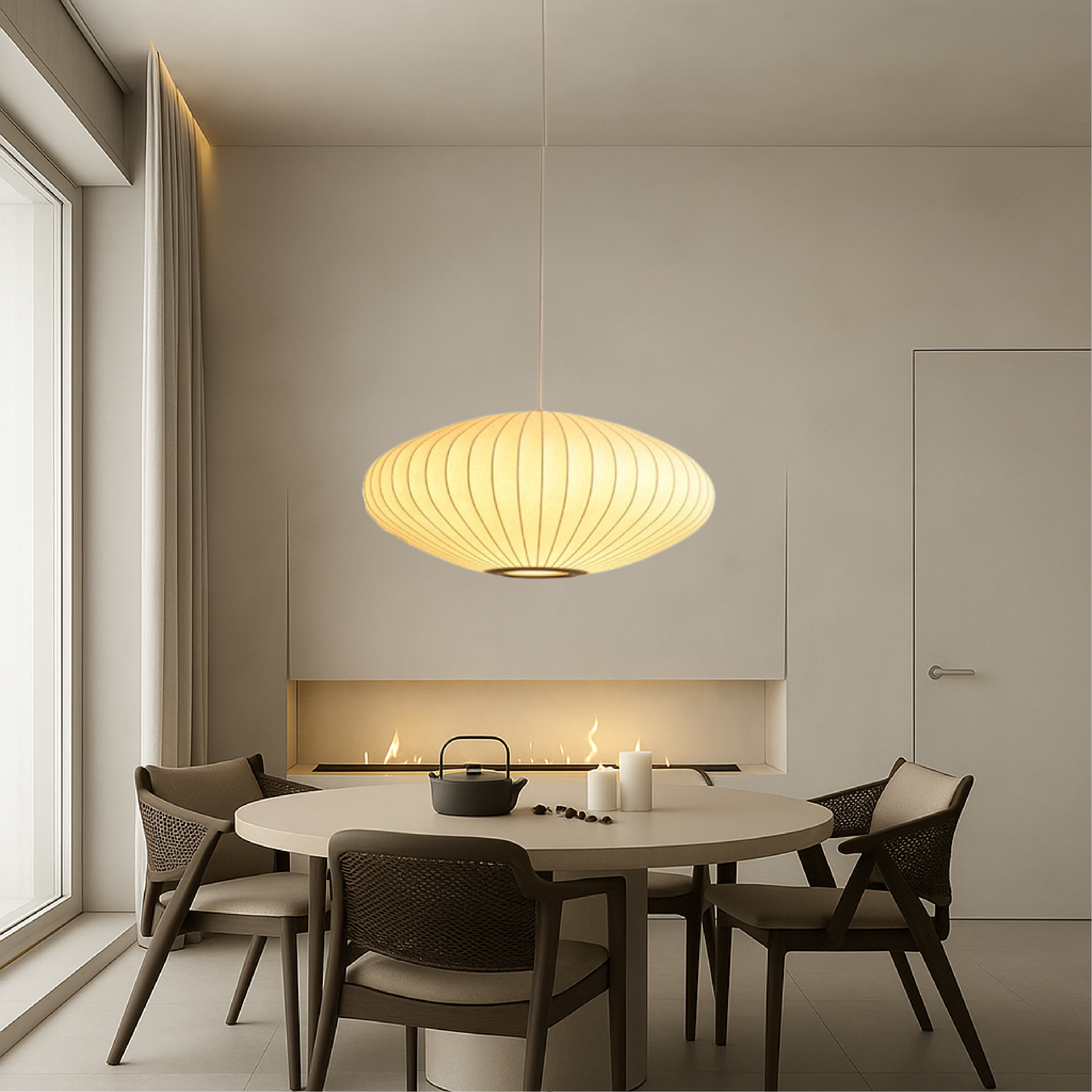 Silk Pendant Light Ø30-70cm Sculpture Dining Room Ambient Lighting Adjustable Modern Interior Design Dimmable LED | Sansoti