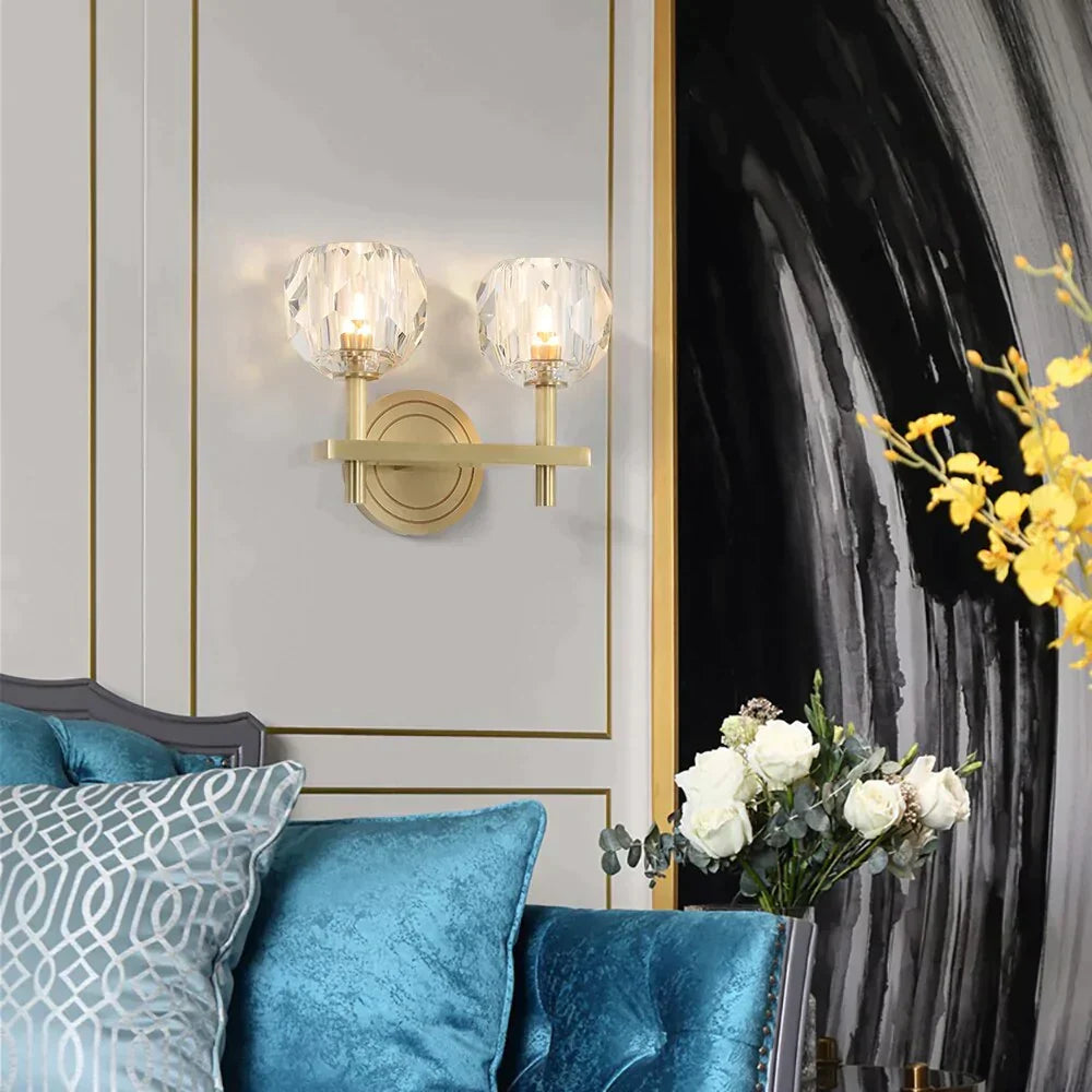 Kristallen Wandlamp Koper Warm Wit Licht Moderne Verlichting Woonkamer Slaapkamer Hal Decoratief Sfeervol | Sansoti