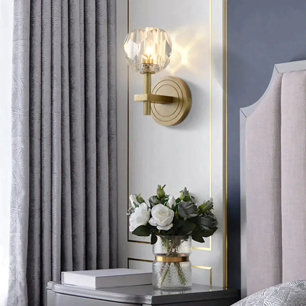 Kristallen Wandlamp Koper Warm Wit Licht Moderne Verlichting Woonkamer Slaapkamer Hal Decoratief Sfeervol | Sansoti