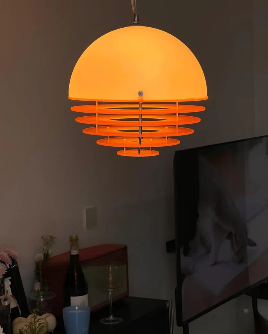 Stijlvolle Hanglamp Bauhaus Design Oranje-Wit Sfeerverlichting voor Moderne Interieurs | Sansoti