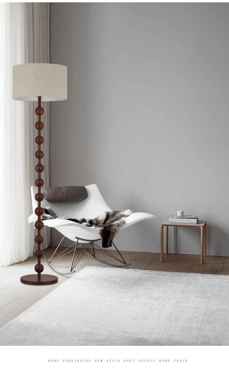 Vloerlamp Hout Bollen Japandi Linnen Kap 170cm Woonkamer | Sansoti