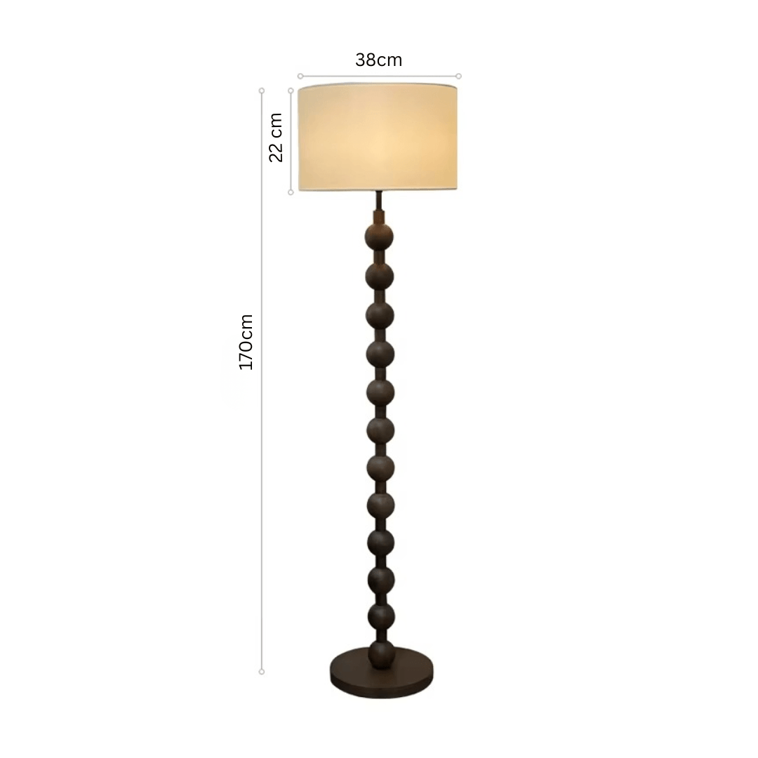 Vloerlamp Hout Bollen Japandi Linnen Kap 170cm Woonkamer | Sansoti