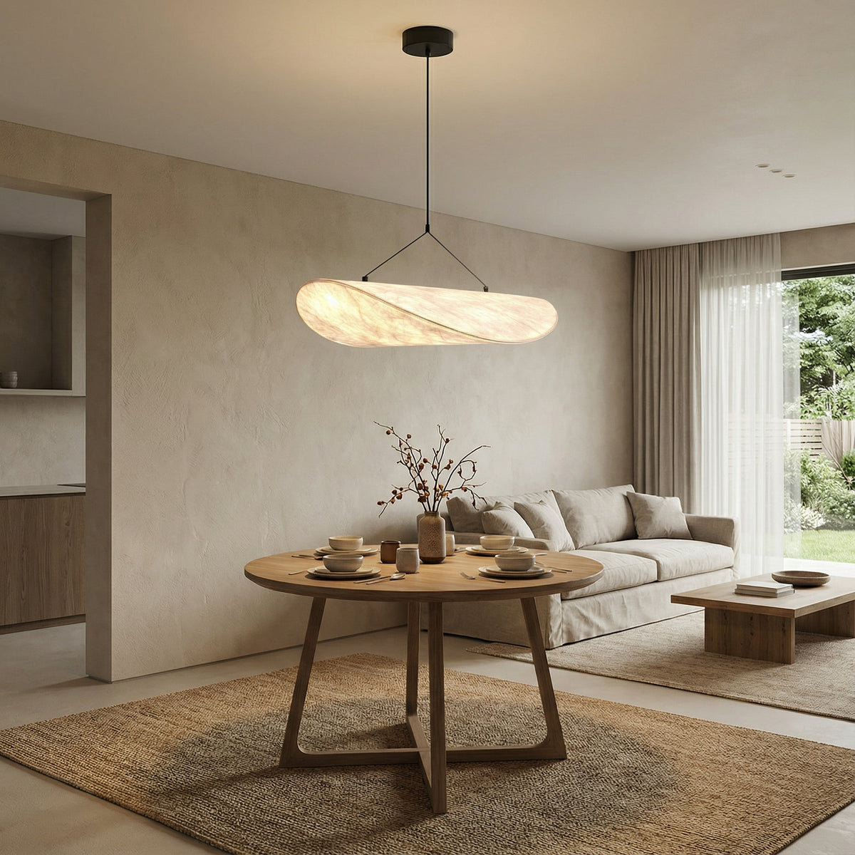 Pendelleuchte aus Seide Wolkenform Schwarz Esszimmer Wohnzimmer Schlafzimmer Stimmungsbeleuchtung Minimalistisches Design Modern | Sansoti