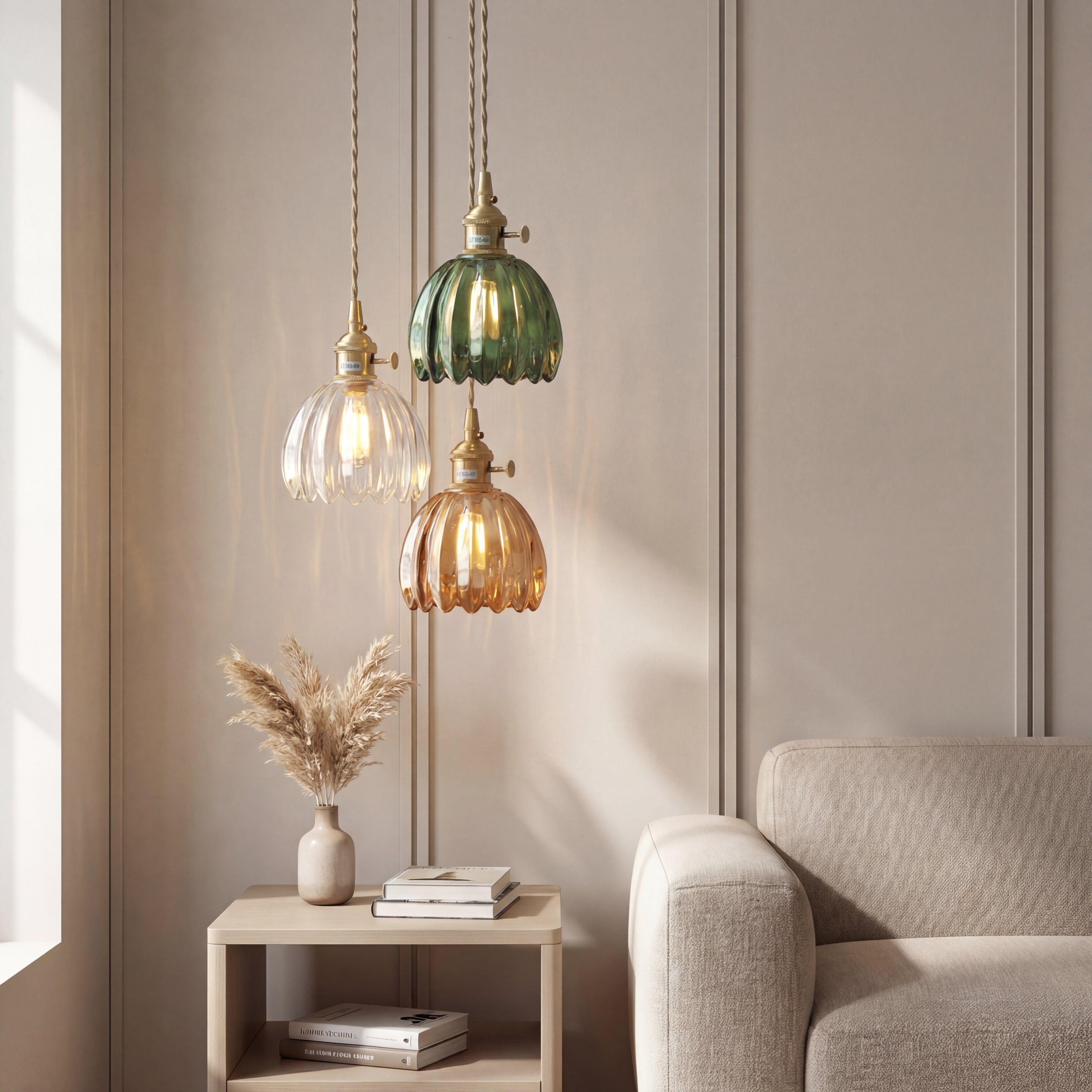 Szklana lampa wisząca E27 Połączenie szkła i metalu Skandynawski design Jadalnia Salon Lampa do jadalni Minimalizm | Sansoti