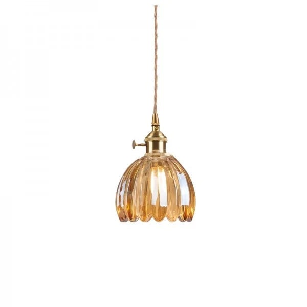 Suspension verre E27 ambre forme tulipe rétro table à manger salon hall vintage lampe suspendue en verre éclairage d'ambiance | Restfield
