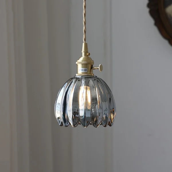 Suspension Verre Fleur Japonaise Rétro Métal 12cm E27 Lampe Suspendue Salon Chambre Ambiance | Restfield
