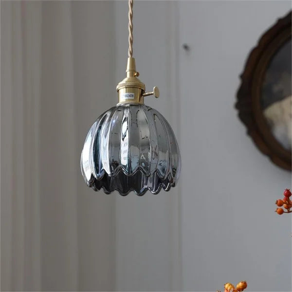 Suspension Verre Fleur Japonaise Rétro Métal 12cm E27 Lampe Suspendue Salon Chambre Ambiance | Restfield
