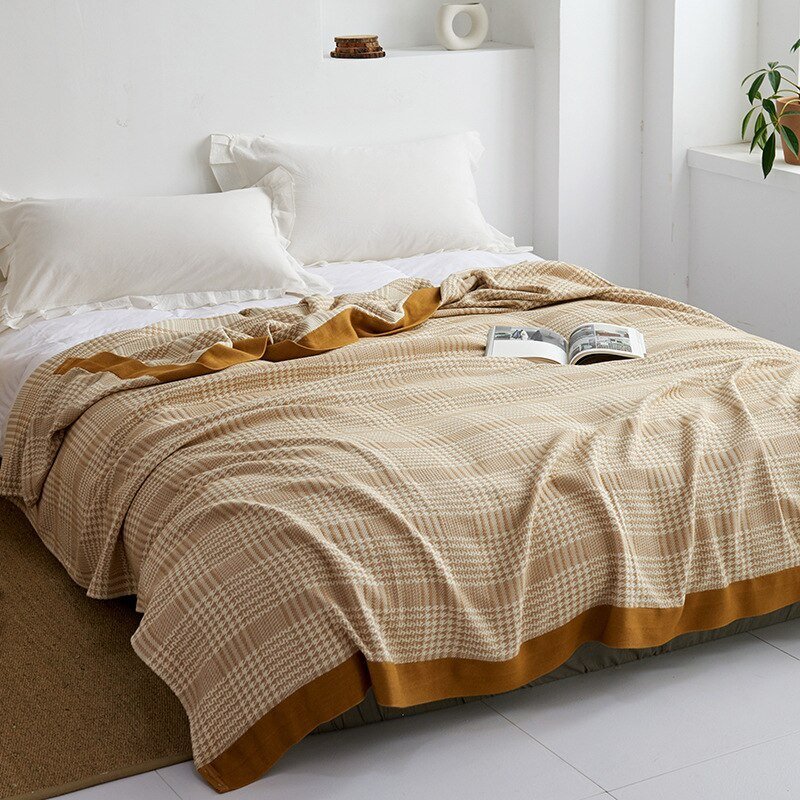 Plaid en coton à motif floral, couverture douce pour lit et canapé, confort quatre saisons, plaid décoratif pour la maison | Sansoti