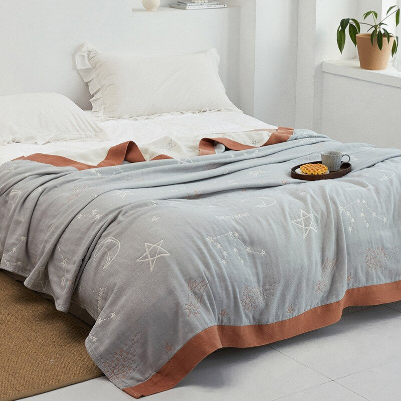 Plaid en coton à motif floral, couverture douce pour lit et canapé, confort quatre saisons, plaid décoratif pour la maison | Sansoti