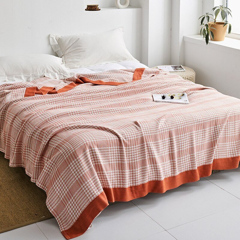 Plaid en coton à motif floral, couverture douce pour lit et canapé, confort quatre saisons, plaid décoratif pour la maison | Sansoti