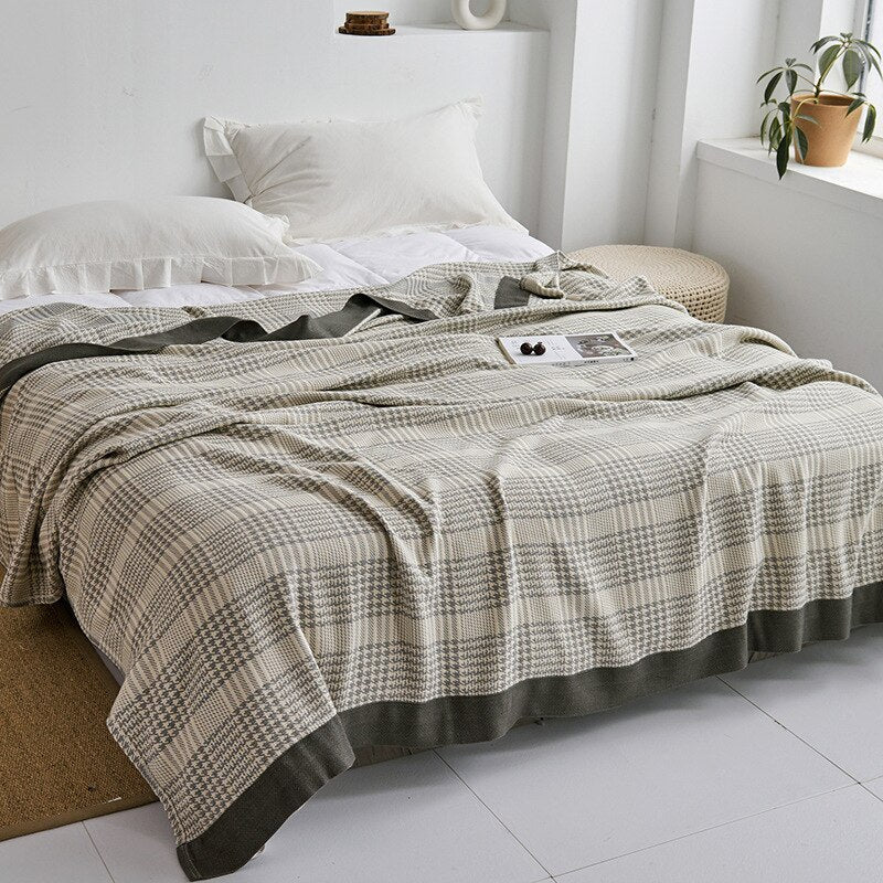 Plaid en coton à motif floral, couverture douce pour lit et canapé, confort quatre saisons, plaid décoratif pour la maison | Sansoti
