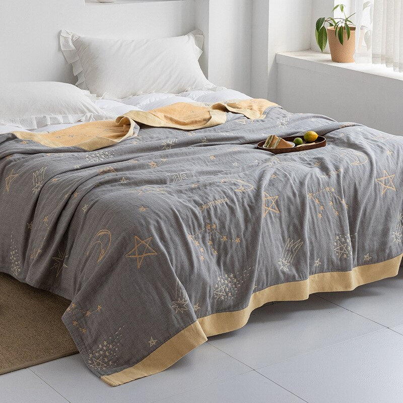 Plaid en coton à motif floral, couverture douce pour lit et canapé, confort quatre saisons, plaid décoratif pour la maison | Sansoti
