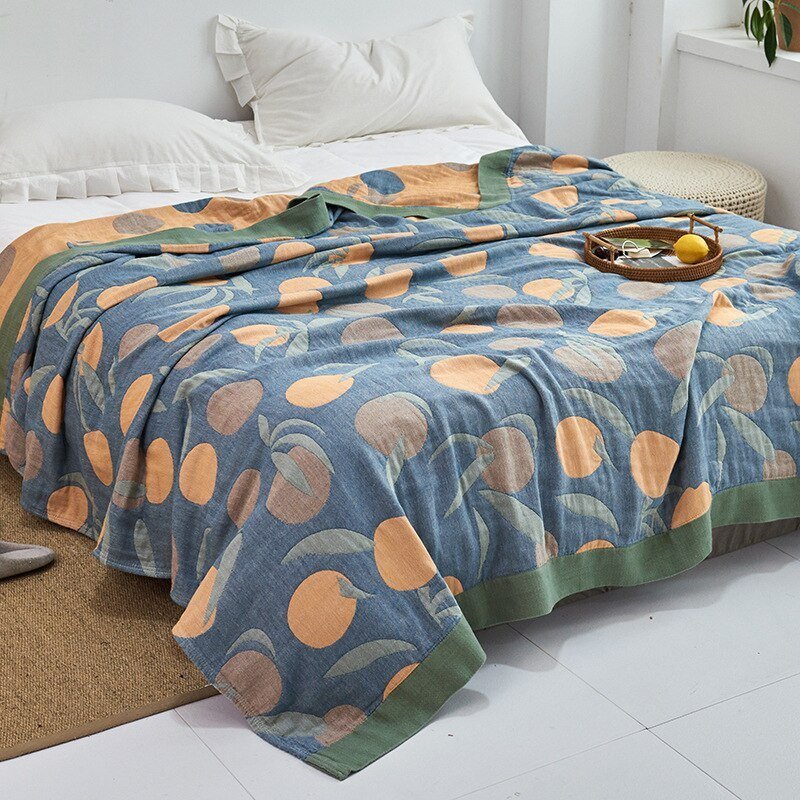 Plaid en coton à motif floral, couverture douce pour lit et canapé, confort quatre saisons, plaid décoratif pour la maison | Sansoti