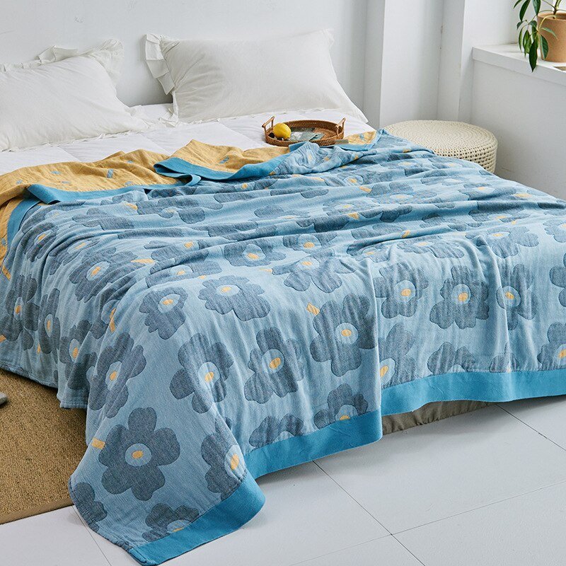 Plaid en coton à motif floral, couverture douce pour lit et canapé, confort quatre saisons, plaid décoratif pour la maison | Sansoti