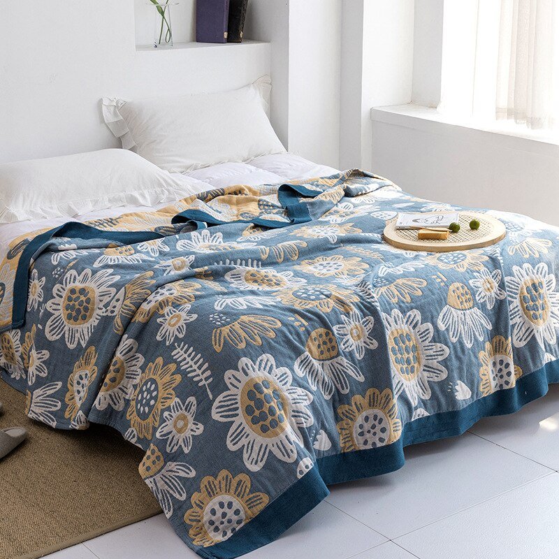 Plaid en coton à motif floral, couverture douce pour lit et canapé, confort quatre saisons, plaid décoratif pour la maison | Sansoti