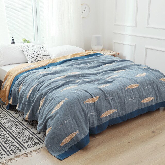 Plaid en coton à motif floral, couverture douce pour lit et canapé, confort quatre saisons, plaid décoratif pour la maison | Sansoti
