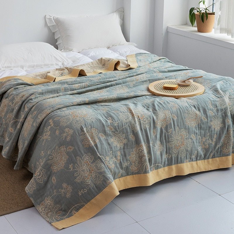 Plaid en coton à motif floral, couverture douce pour lit et canapé, confort quatre saisons, plaid décoratif pour la maison | Sansoti