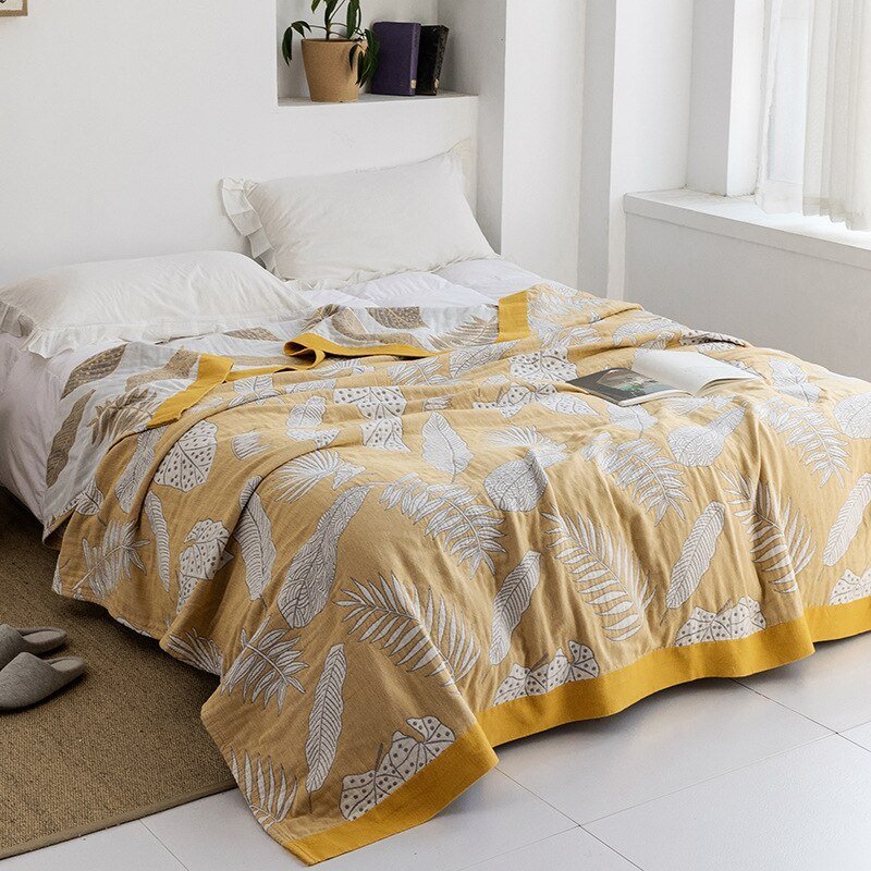 Plaid en coton à motif floral, couverture douce pour lit et canapé, confort quatre saisons, plaid décoratif pour la maison | Sansoti