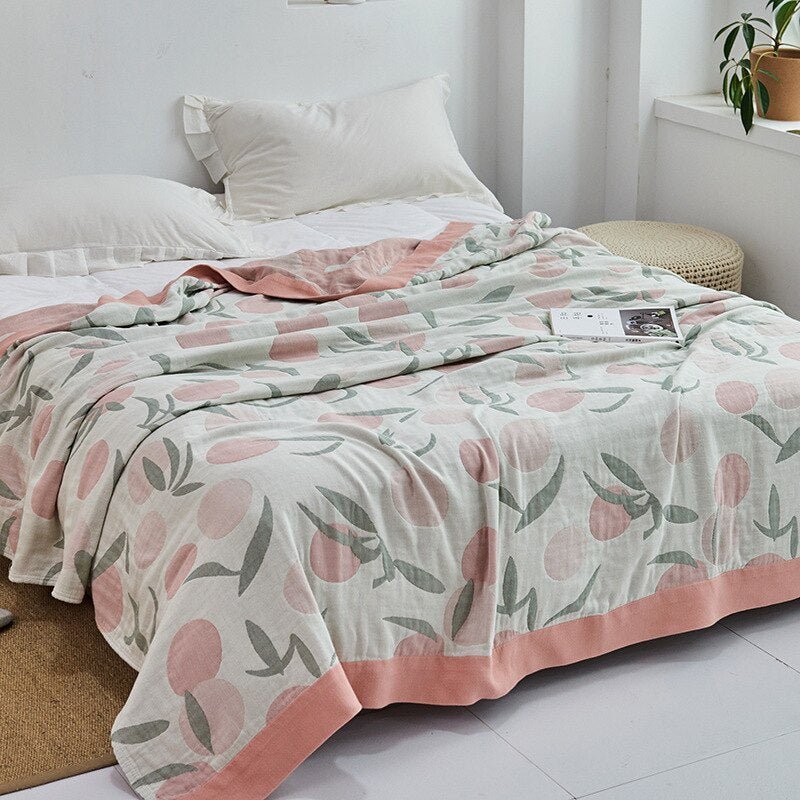 Plaid en coton à motif floral, couverture douce pour lit et canapé, confort quatre saisons, plaid décoratif pour la maison | Sansoti