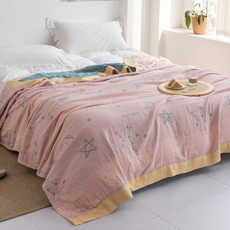 Plaid en coton à motif floral, couverture douce pour lit et canapé, confort quatre saisons, plaid décoratif pour la maison | Sansoti
